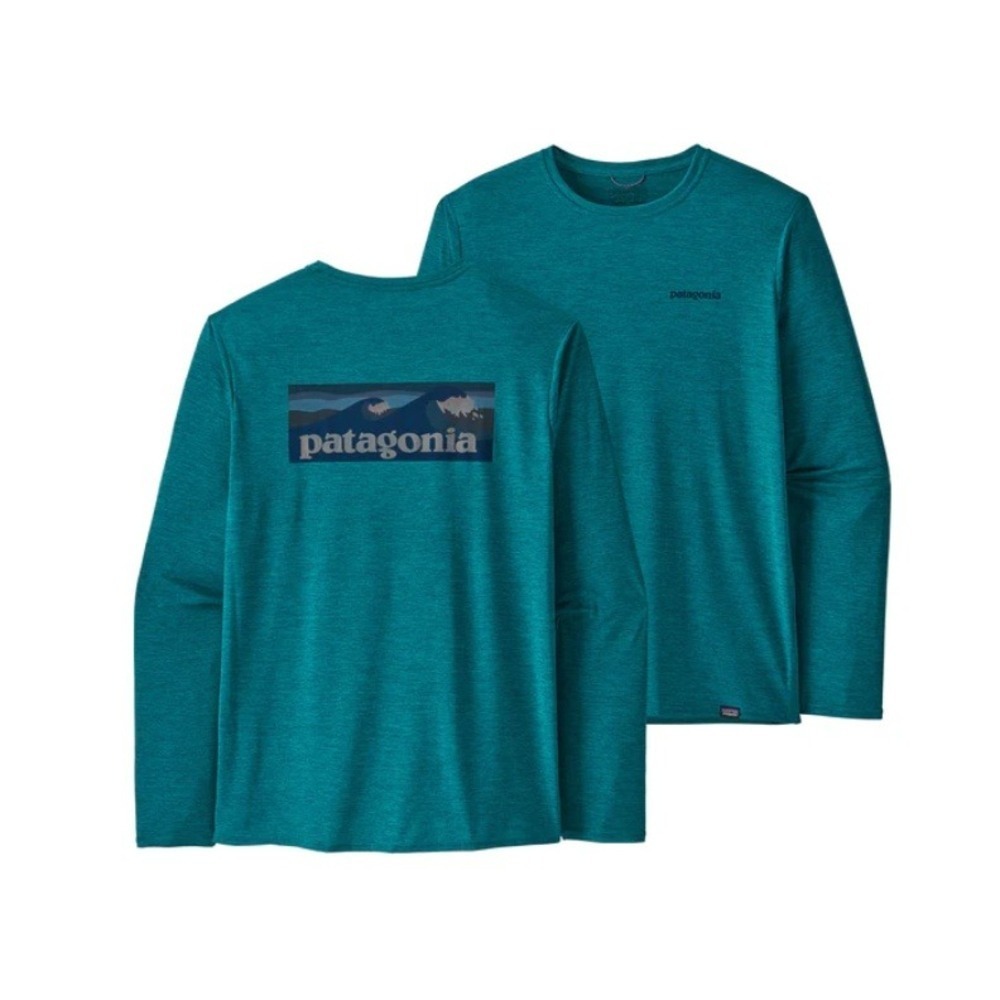 Patagonia Capilene Cool Daily Graphic Shirt (Waters) Long‎ Sleeve Teal Men Small